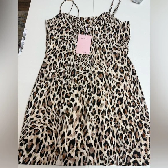 NWT Avec Les Filles Animal Print Mini Summer Dress size 12 - Picture 10 of 11